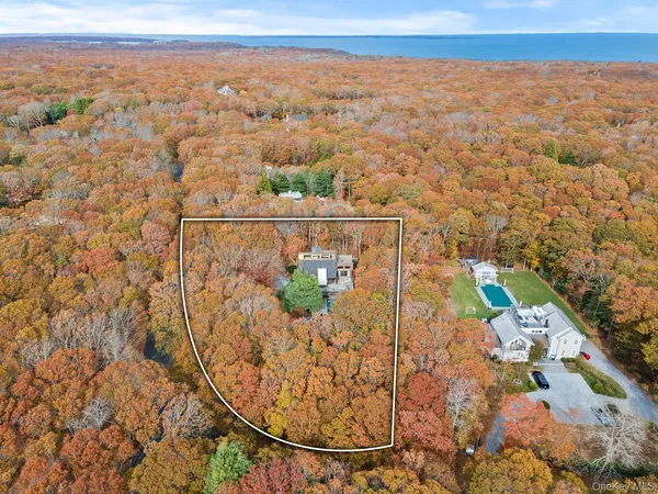 an aerial view of a house