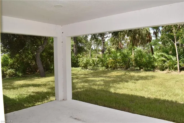 a view of a garden from a room