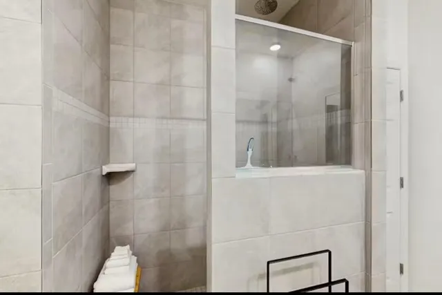 a bathroom with a shower
