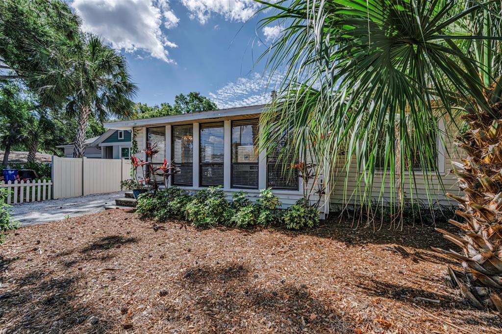 525 Bay Street Dunedin, FL 34698 - Photo 34 of 38 a view of a house with a yard and potted plants
