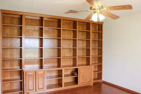 a view of a room with empty racks