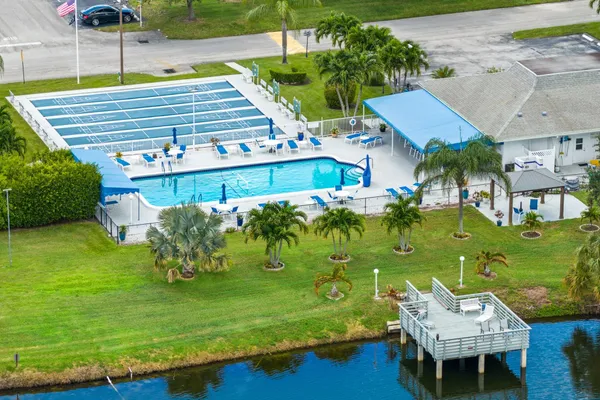 an aerial view of a house