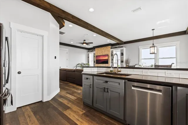 a view of a building with a tree