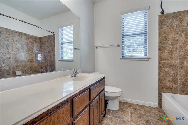 a bathroom with a sink a toilet and a bathtub