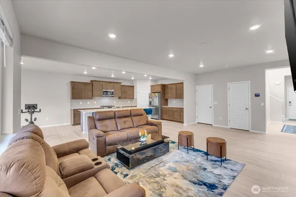 a living room with furniture and a couch