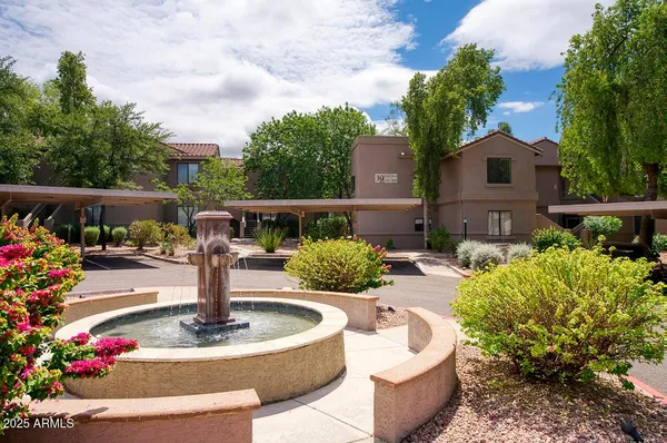 a view of a garden with an outdoor space
