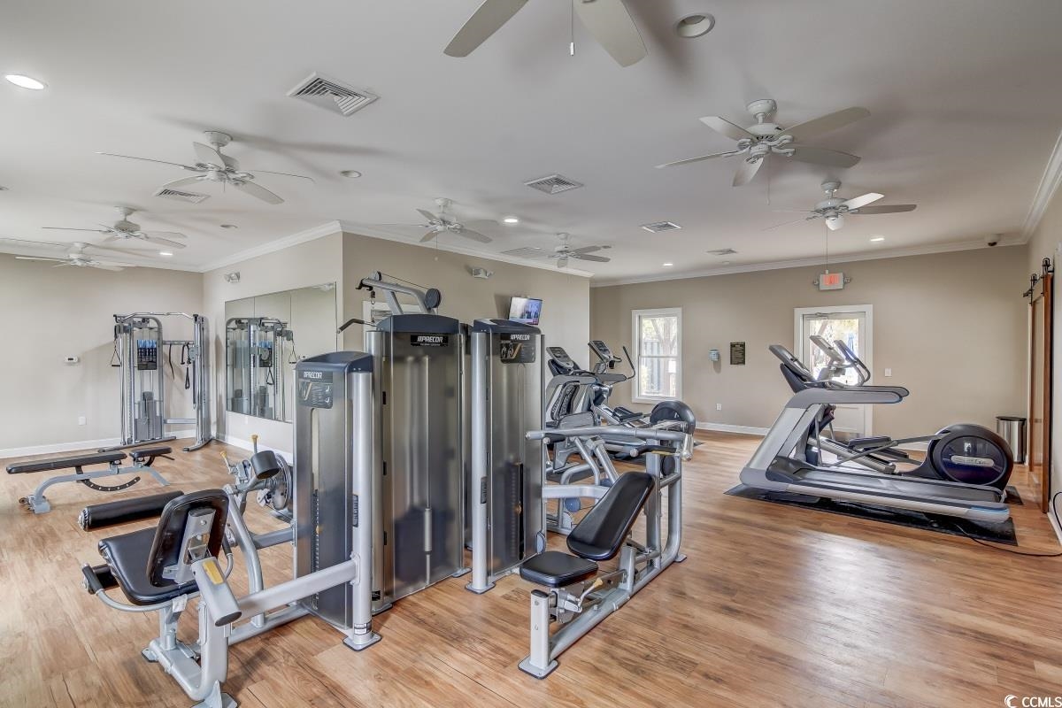 1704 Edgewood Drive Myrtle Beach, SC 29577 - Photo 38 of 40 Gym with crown molding and recessed lighting