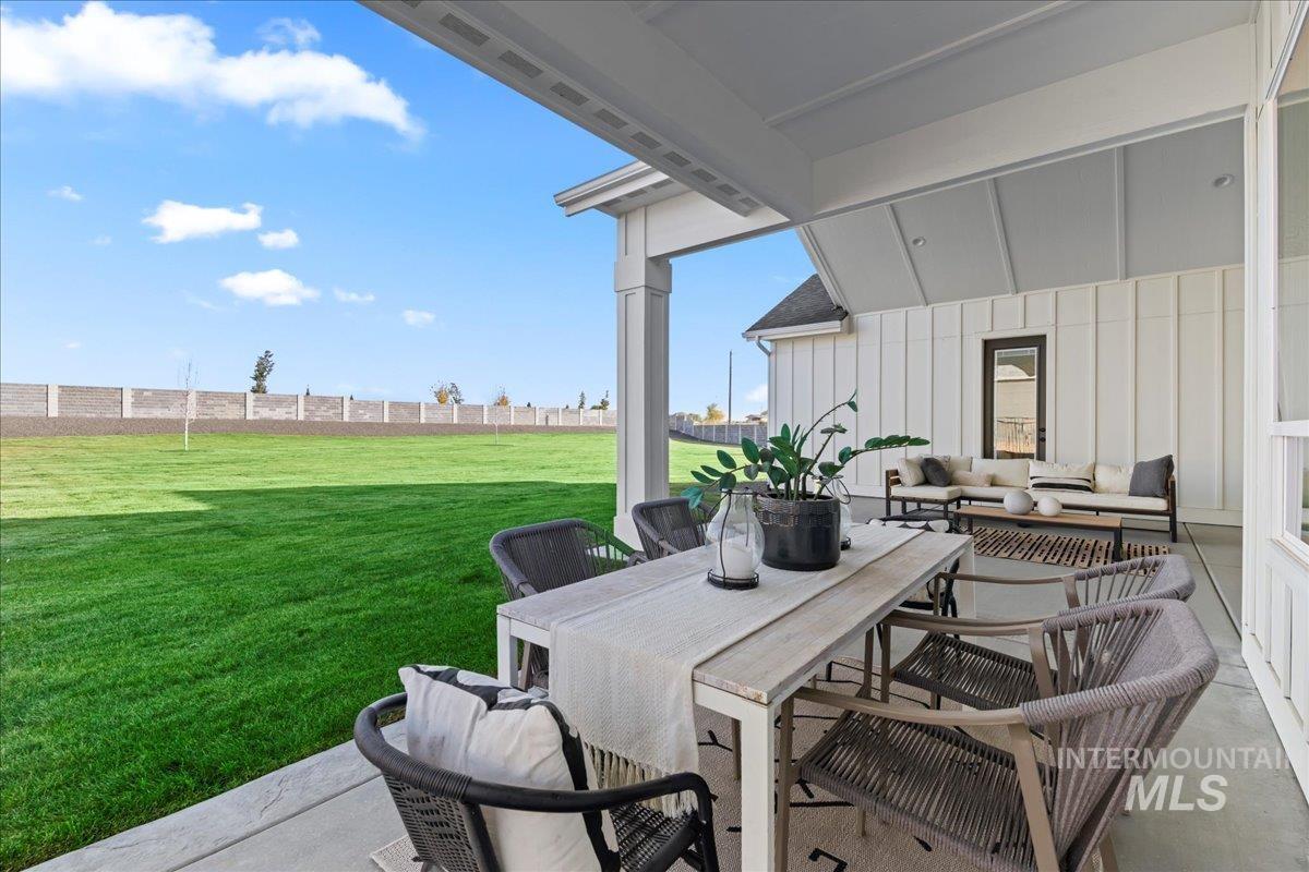 9580 South Prairie Falcon Avenue Nampa, ID 83686 - Photo 44 of 50 View of patio / terrace with an outdoor hangout area and outdoor dining space
