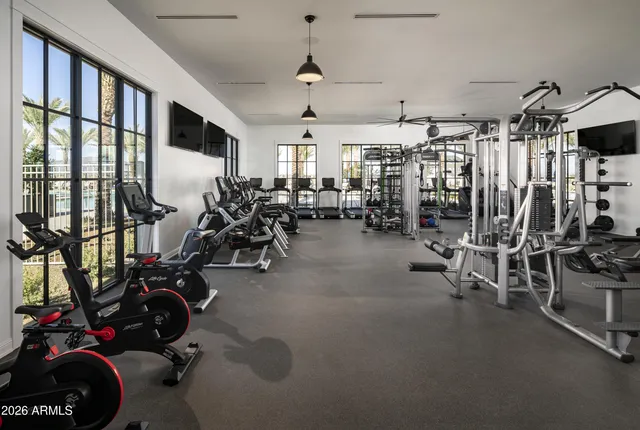a view of a room with gym equipment