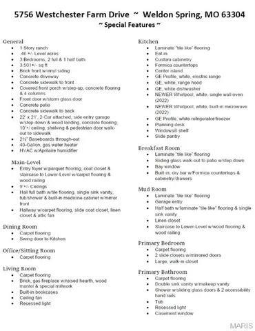 $535,000 | 5756 Westchester Farm Drive, Weldon Spring, MO 63304