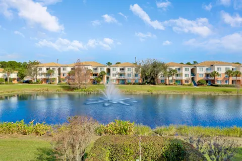a view of a lake with houses