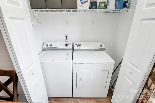 a utility room with dryer and washer