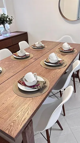 a table and chairs in a dining room