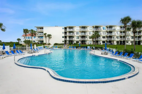 a view of a swimming pool with a outdoor space