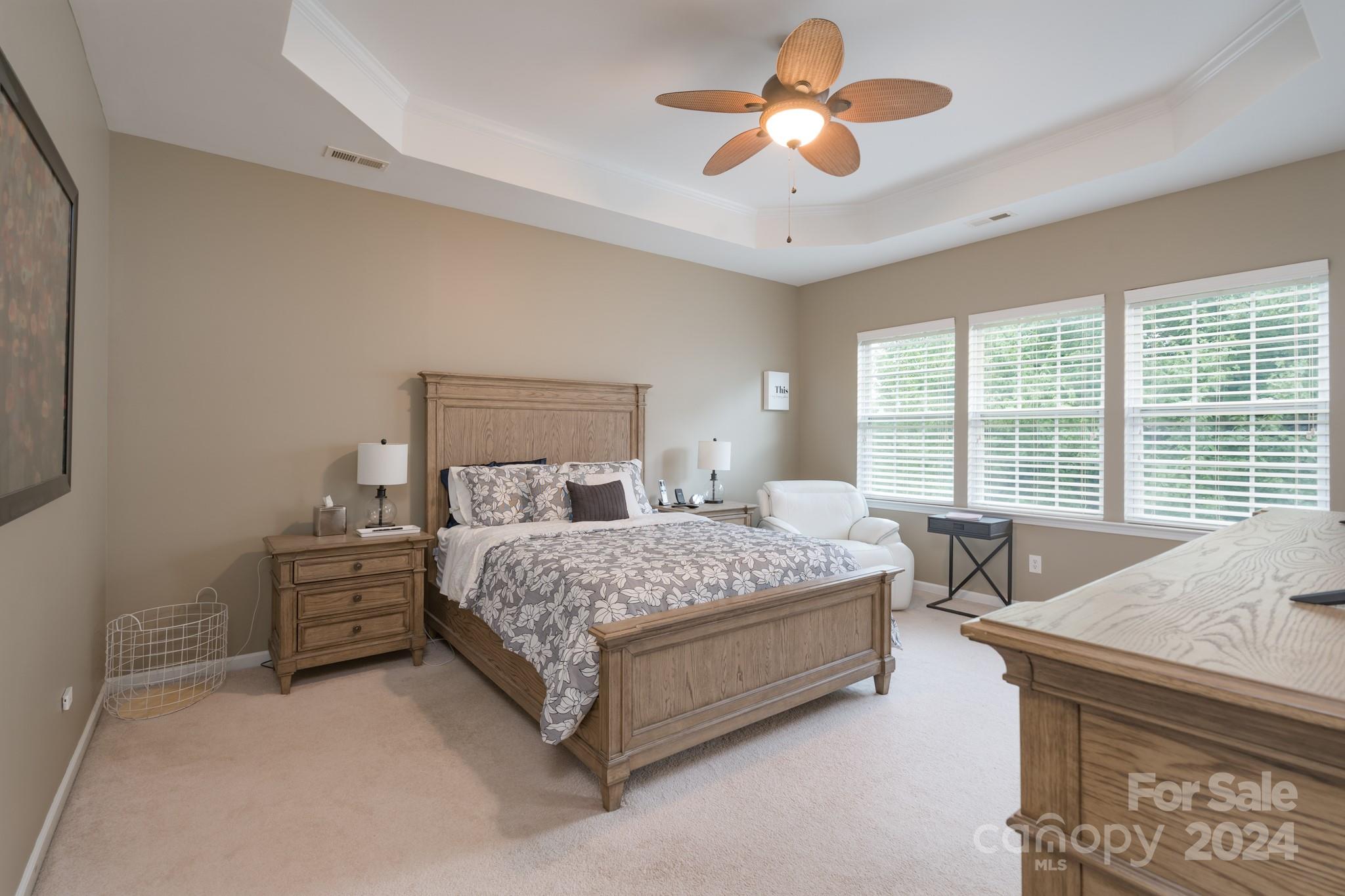 925 Treasure Court Fort Mill, SC 29708 - Photo 29 of 45 a bedroom with a bed and a chandelier