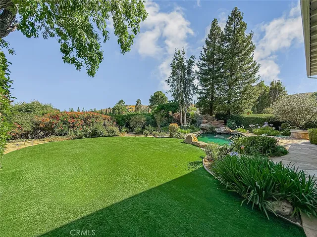 a view of a grassy field with trees