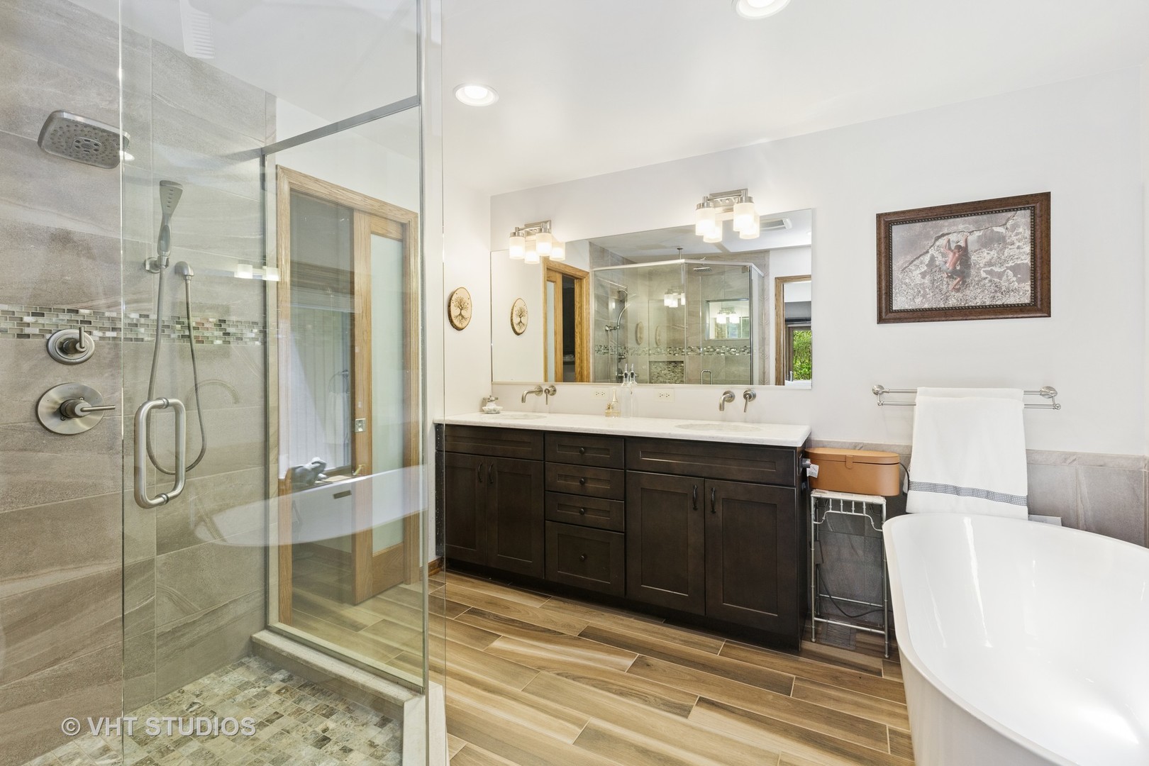 9N483 Muirhead Road Elgin, IL 60124 - Photo 7 of 40 a spacious bathroom with a double vanity sink shower and a mirror