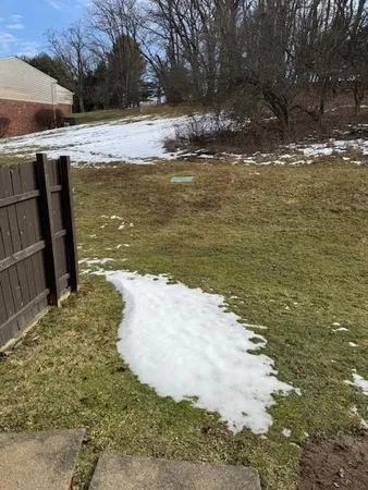 a view of a lake with houses in the back