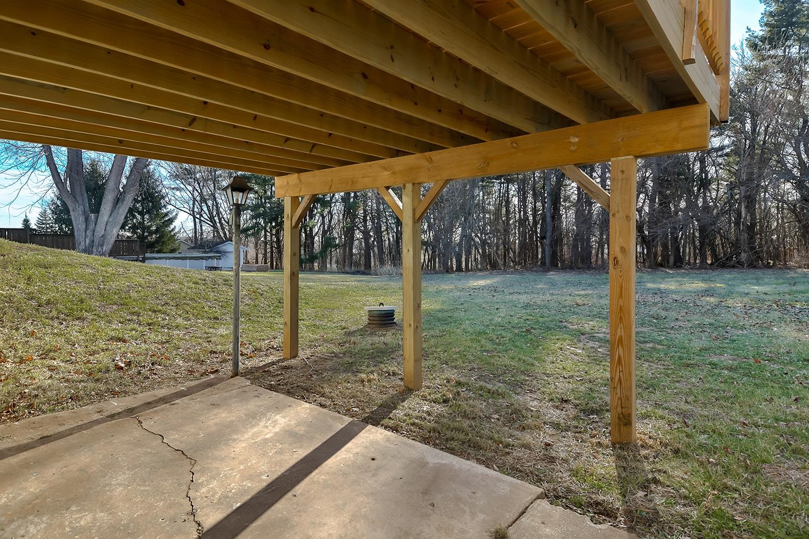 8567 Valley View Drive Stillman Valley, IL 61084 - Photo 30 of 36 a view of a backyard with wooden floor and roof