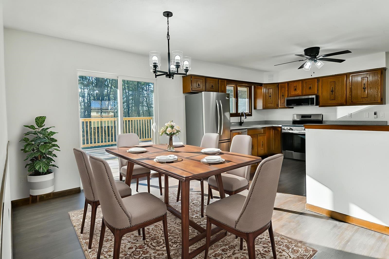 8567 Valley View Drive Stillman Valley, IL 61084 - Photo 33 of 36 a view of a dining room with furniture window and wooden floor