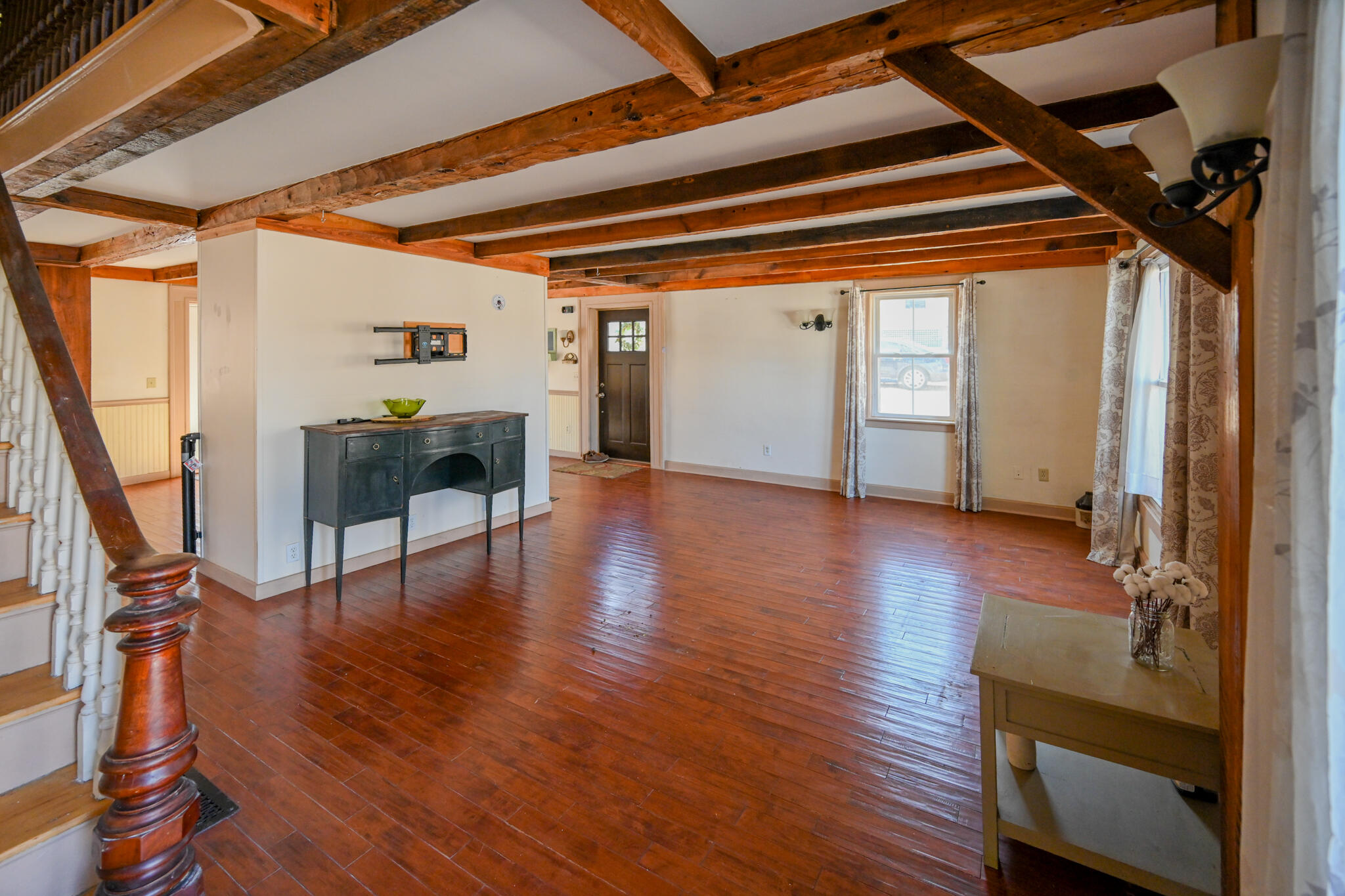 22 High Road Cornish, ME 04020 - Photo 31 of 62 Living room with stunning beams