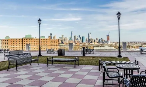 a view of a terrace with seating area