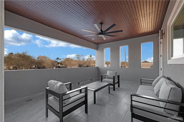 a outdoor living space with furniture