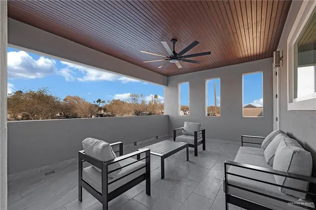 a outdoor living space with furniture