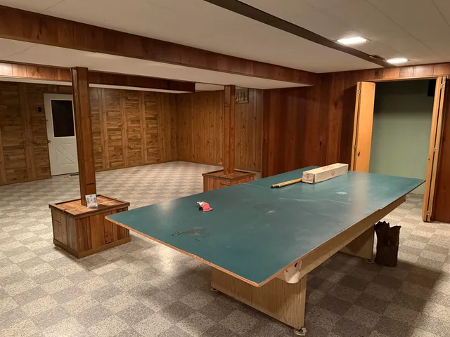 a view of a room with shelves