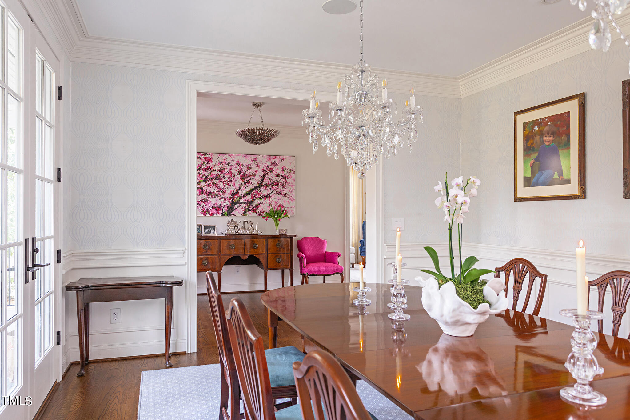 3125 Cornwall Road Durham, NC 27707 - Photo 13 of 99 a view of a dining room with furniture and chandelier