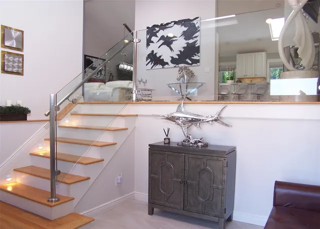 a view of a hallway with front door