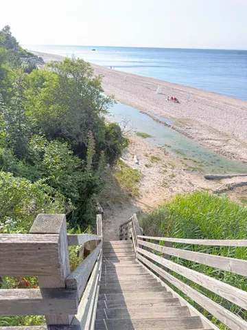 a view of a pathway both side of building with yard