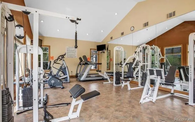 a view of a room with gym equipment