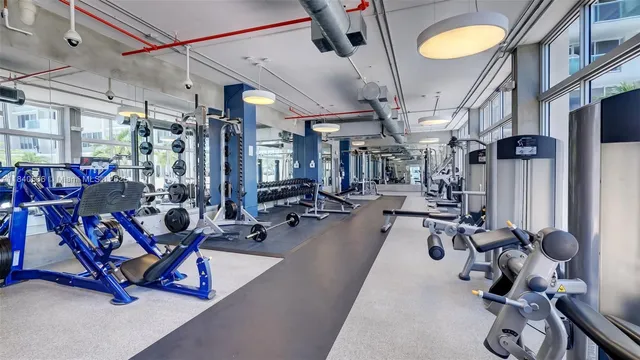 a view of a room with gym equipment