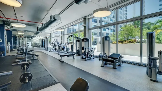 a view of a room with gym equipment