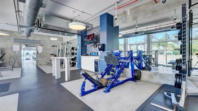 a view of a room with gym equipment
