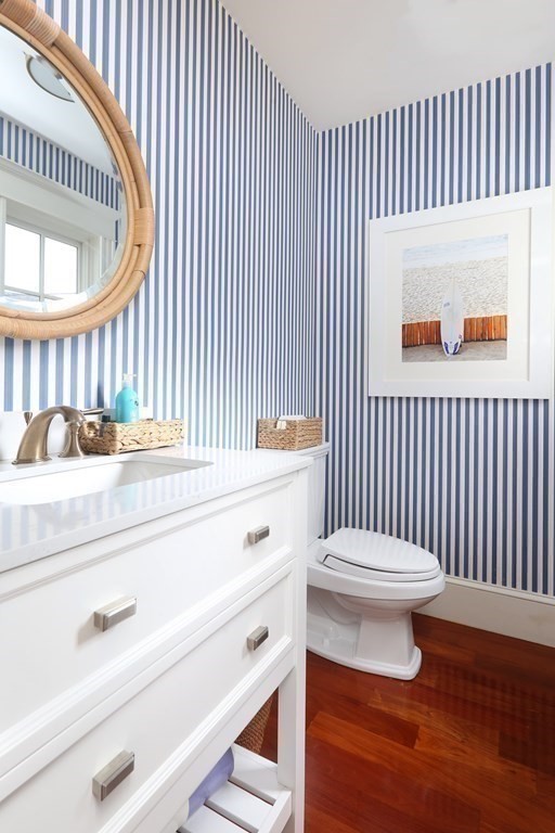 2 Merrill Street Hingham, MA 02043 - Photo 12 of 34 a bathroom with a sink and a toilet