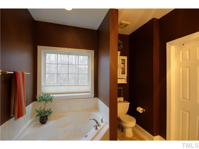11700 John Allen Road Raleigh, NC 27614 - Photo 14 of 22 a bathroom with a granite countertop sink a toilet and a shower