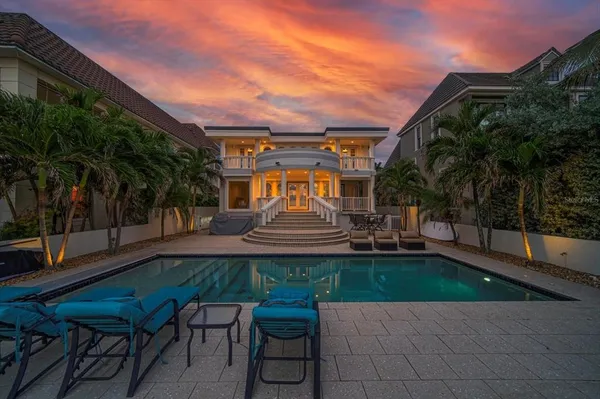 a view of a lake with a big yard