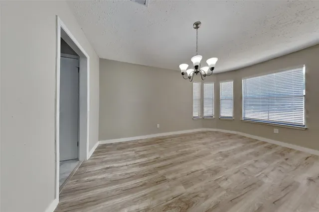 a view of a chandelier in a room