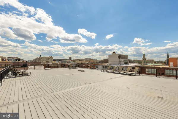 a view of a terrace with seating space