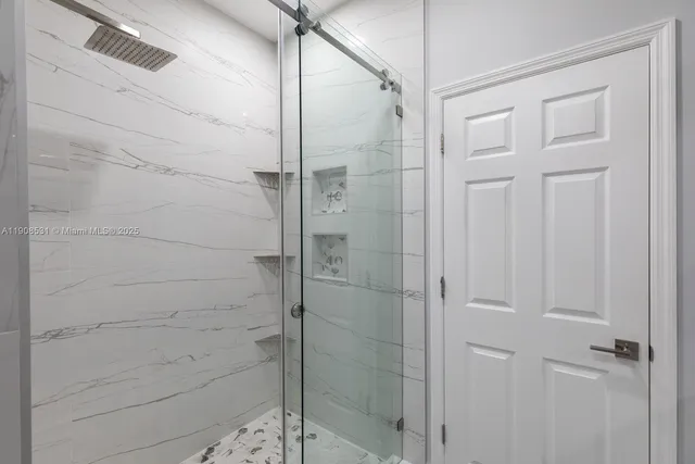 a bathroom with a shower
