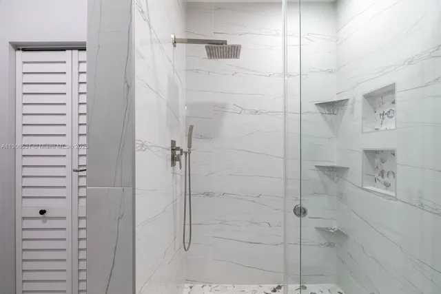 a bathroom with a shower