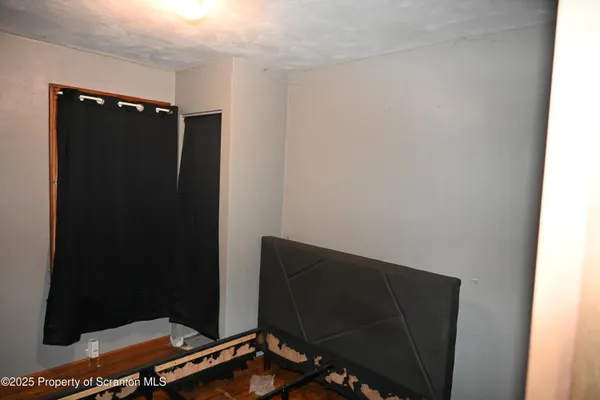 an empty room with a door