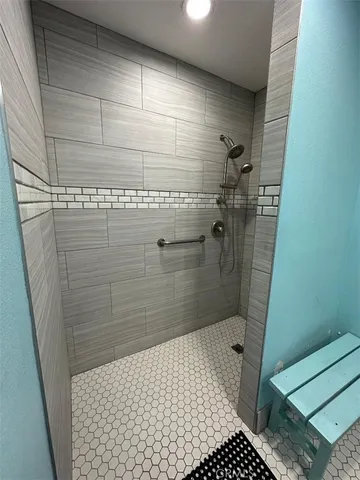 a view of a patio with swimming pool