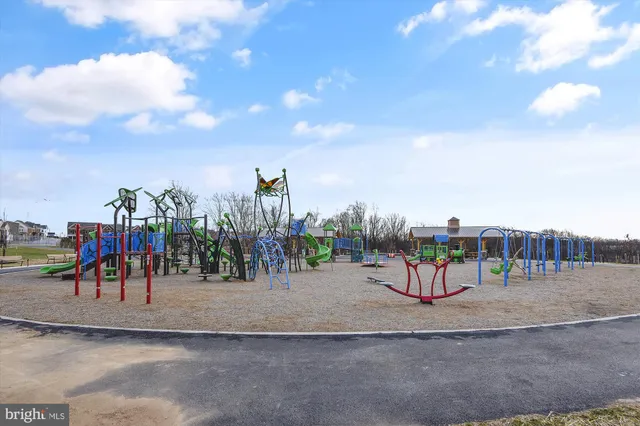 a view of a park with a slide