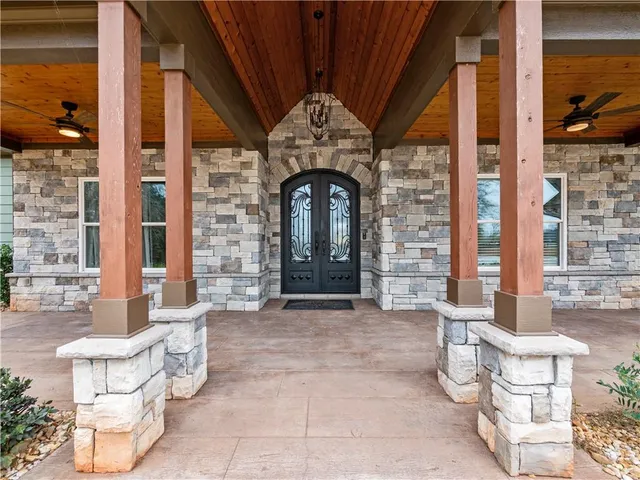 a view of a building with large windows