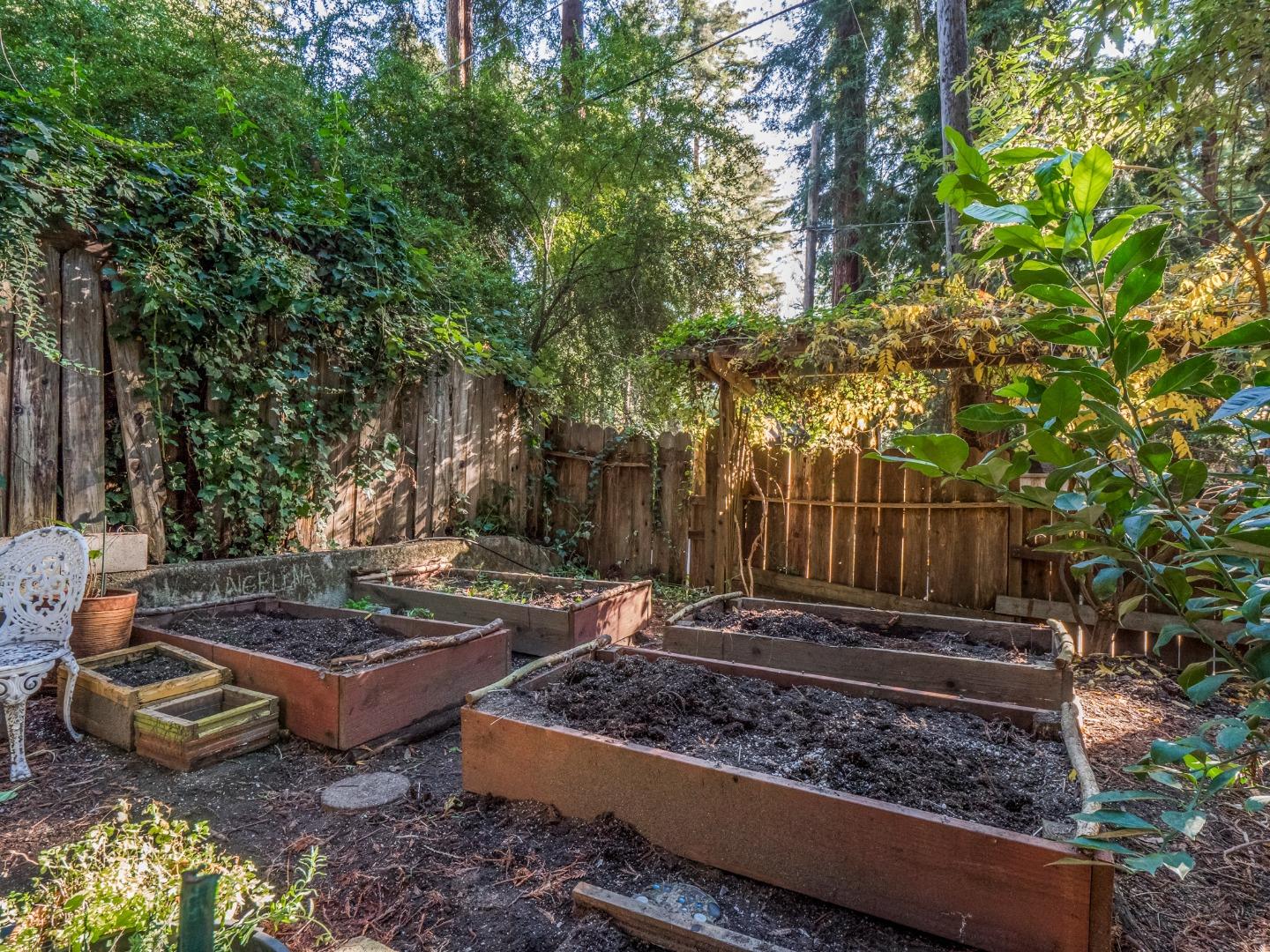10970 Riverside Road Brookdale, CA 95005 - Photo 9 of 27 a view of a backyard with plants and outdoor seating