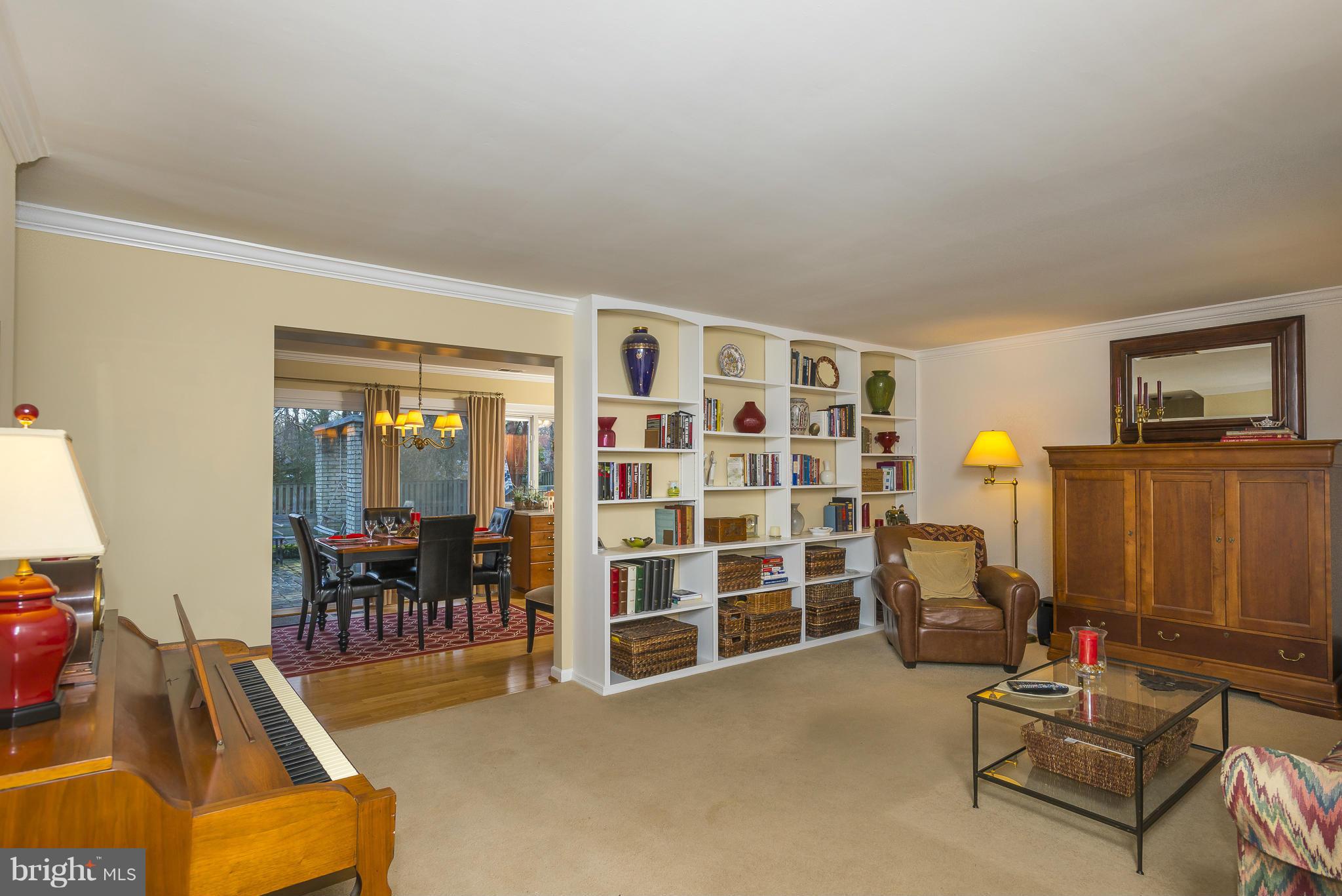 Spacious Living Room with Built-ins