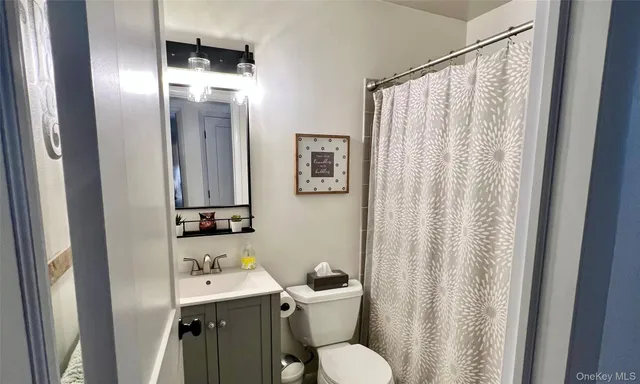 a bathroom with a toilet a sink and a mirror